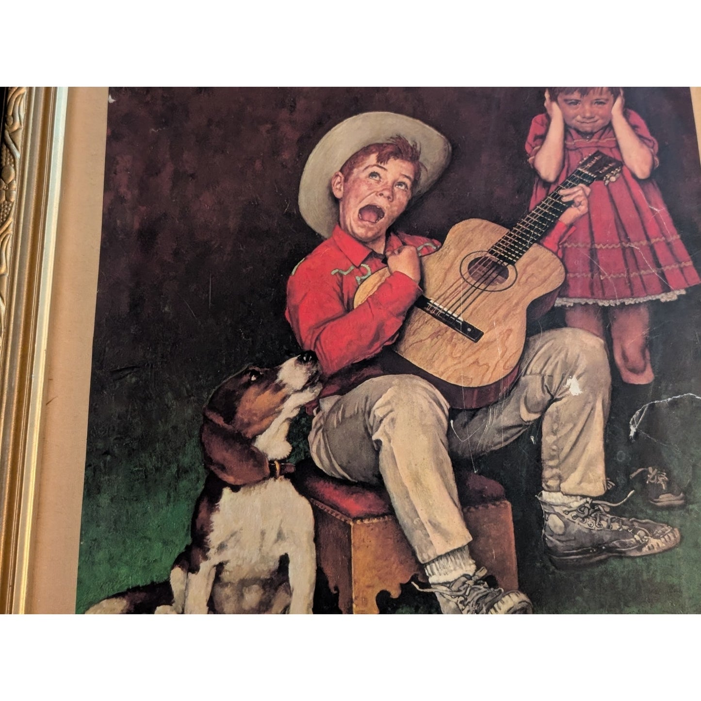 Vintage Norman Rockwell 'The Music Man' 10.5 X 13 Wood Framed Print