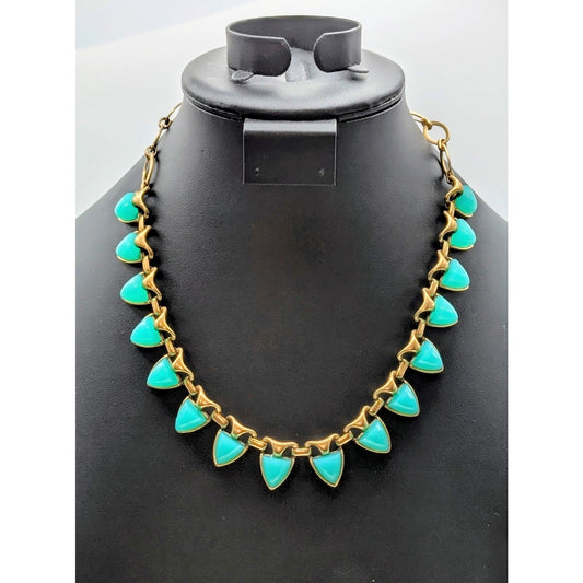 Stella & Dot Turquoise Color Egyptian Vibe Gold Tone Metal 19" Necklace