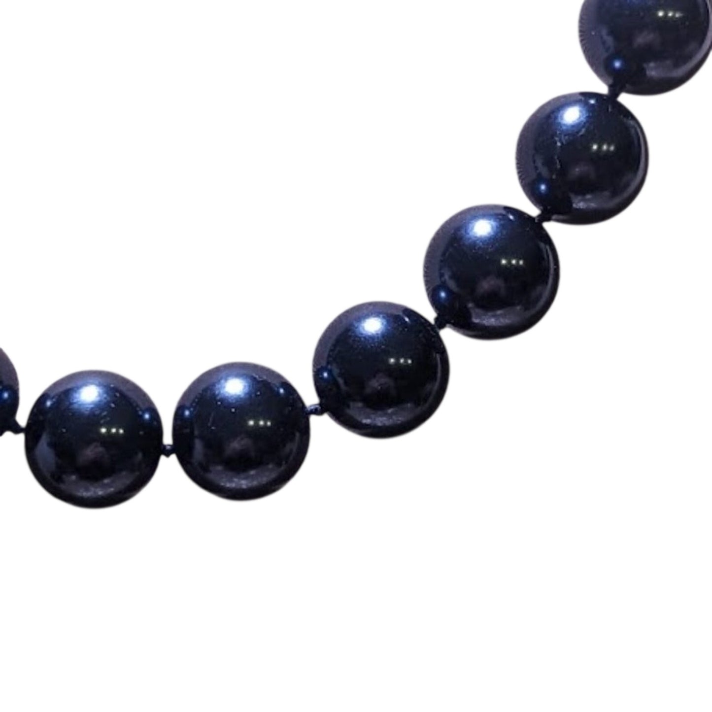 Charter Club Metallic Navy Blue Faux Pearl Beaded Collar Necklace
