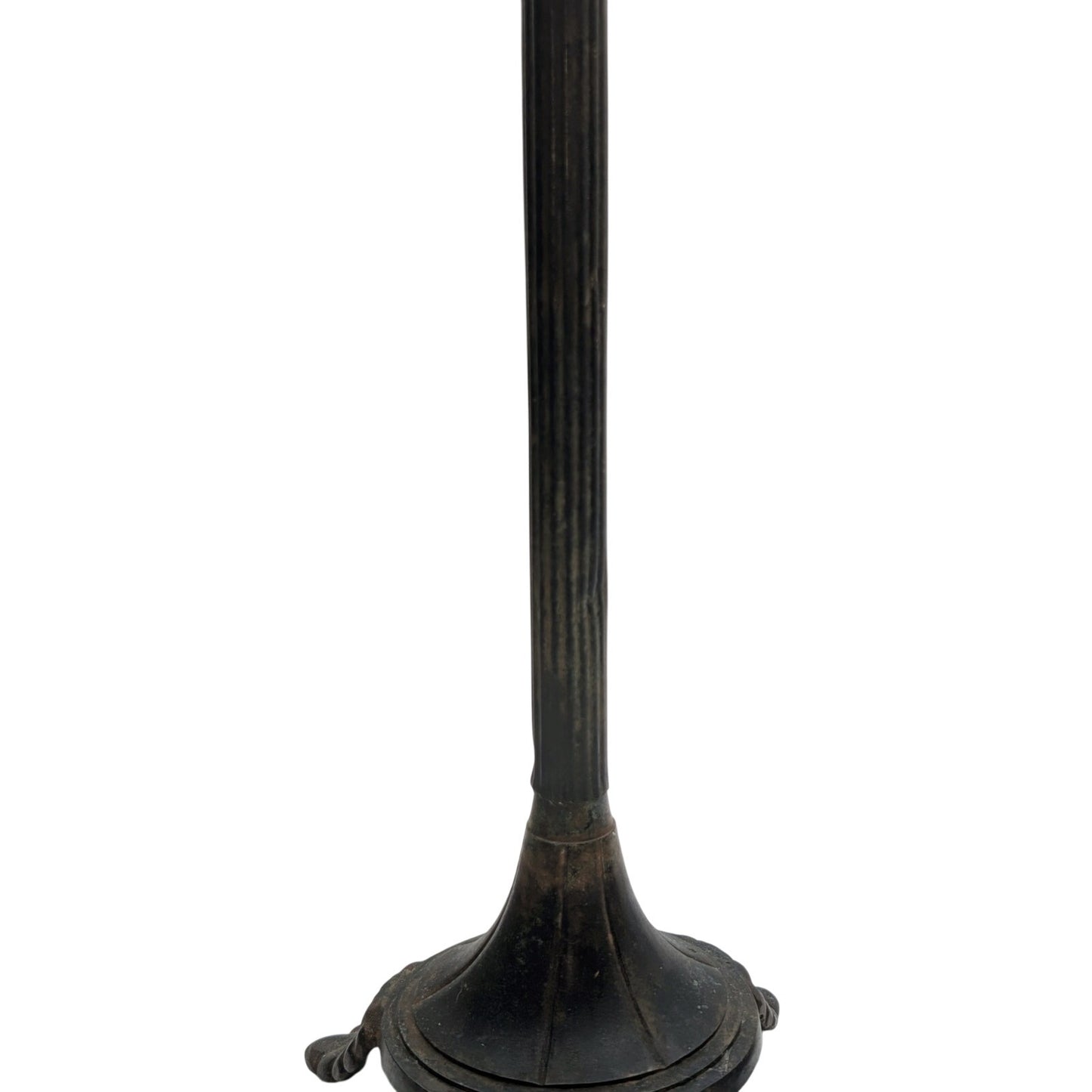 Aged Distressed Patina Pair of Metal Candlestick Holders (Candles Not Included)