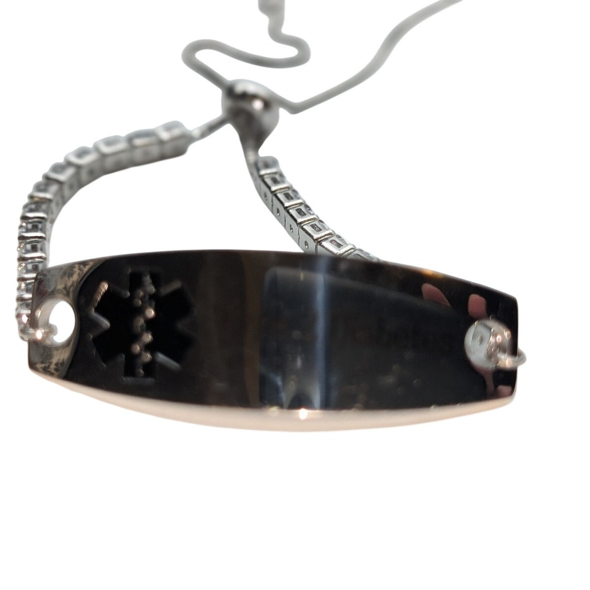 Stainless Steel Type 2 Diabetes Medical Alert CZ Chain Link Pull Bracelet