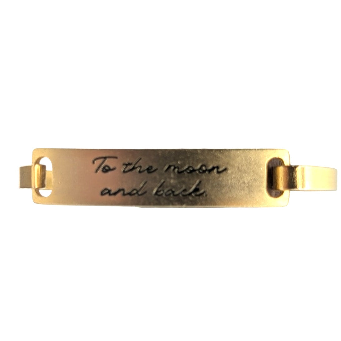 Lenny and Eva 'To the Moon and Back' Gold Tone Hook Bar Bangle Bracelet