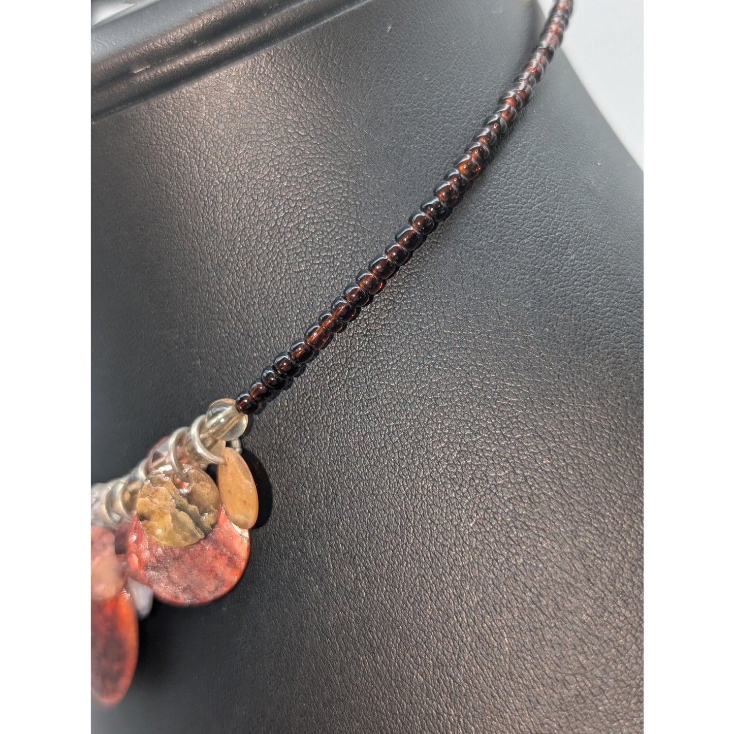 Vintage Shell Dangle Wire Beaded Adjustable Choker Necklace