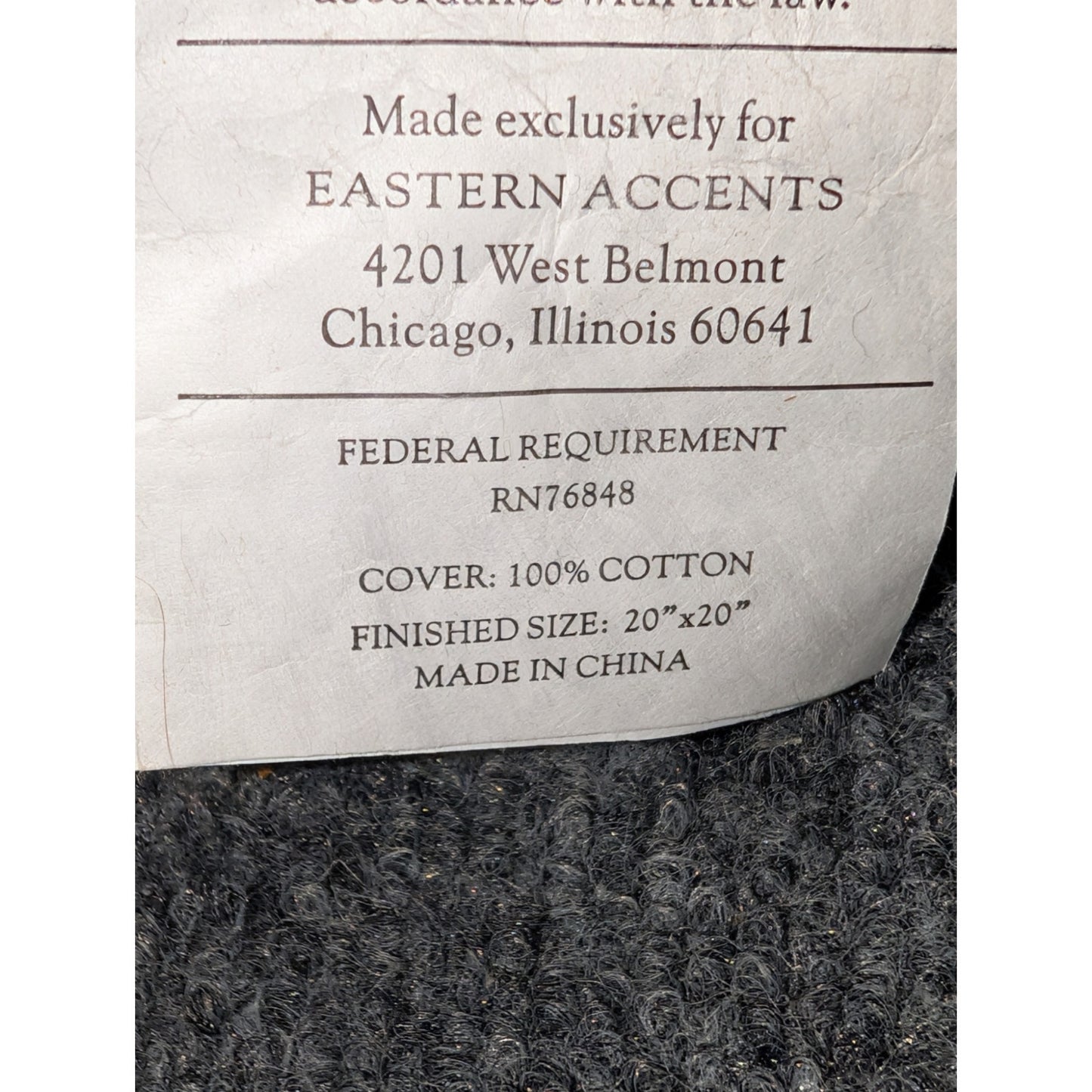 Eastern Accents Brown Geometric Black Trim 20X20 100% Cotton Decorative Pillow