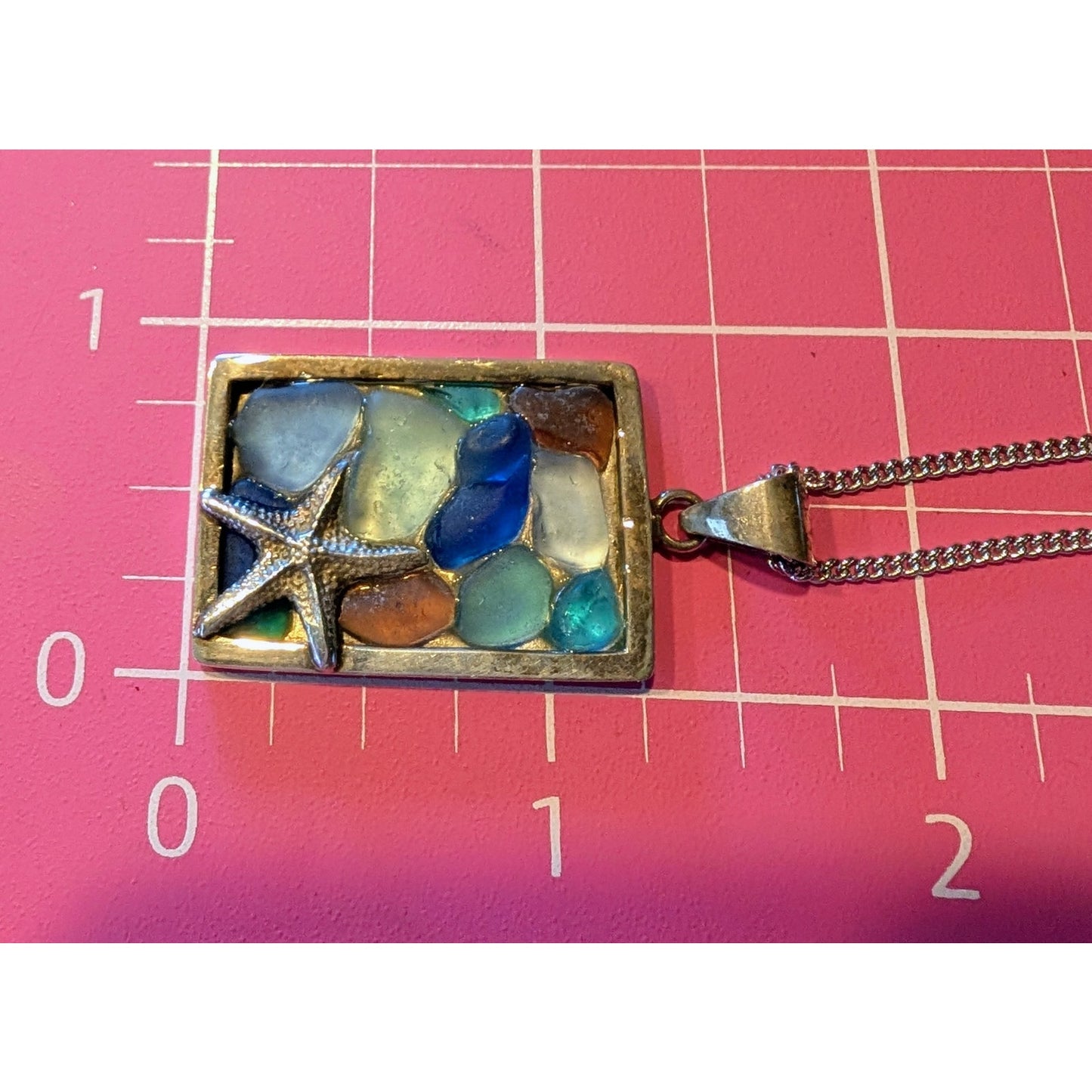 Lita Sea Glass Jewelry 925 Sterling Silver Mosaic Starfish Pendant 20" Necklace