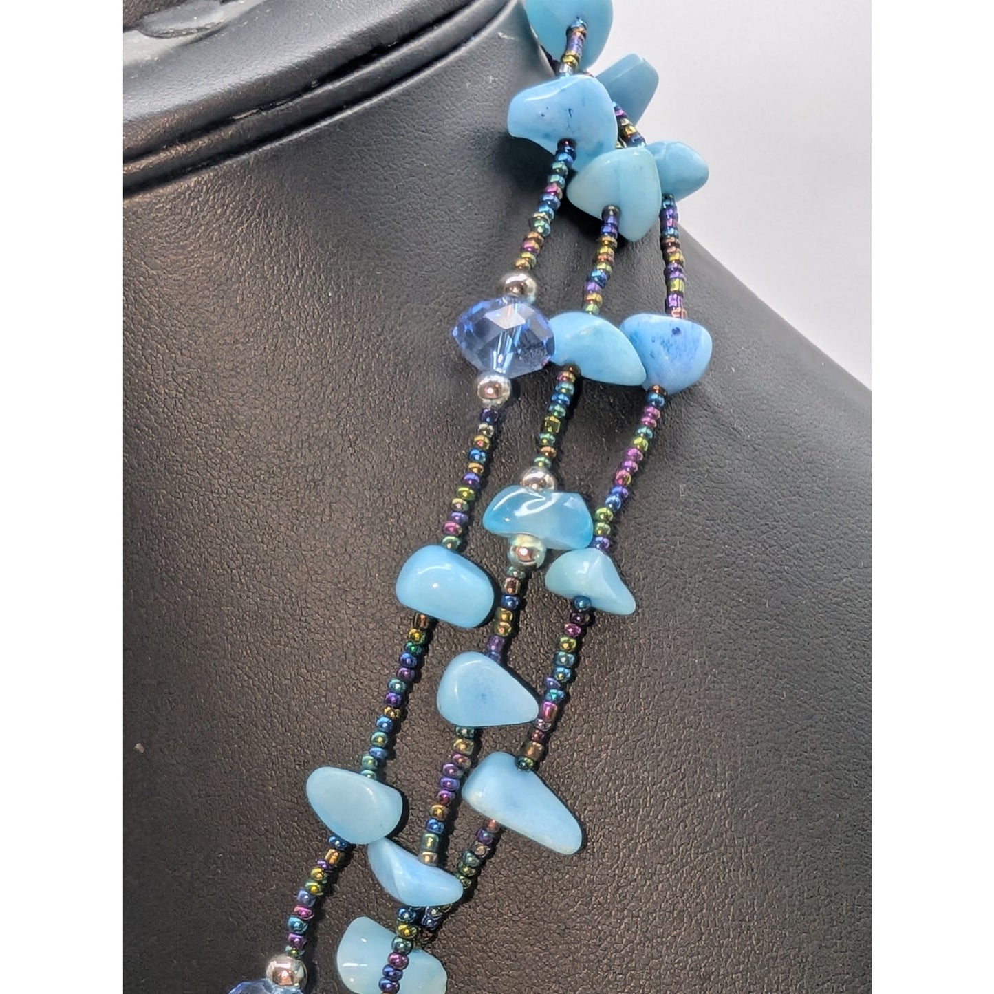 Mixed Lot of Blue Sparkle Stone Crystal Beaded Necklaces & Bracelets