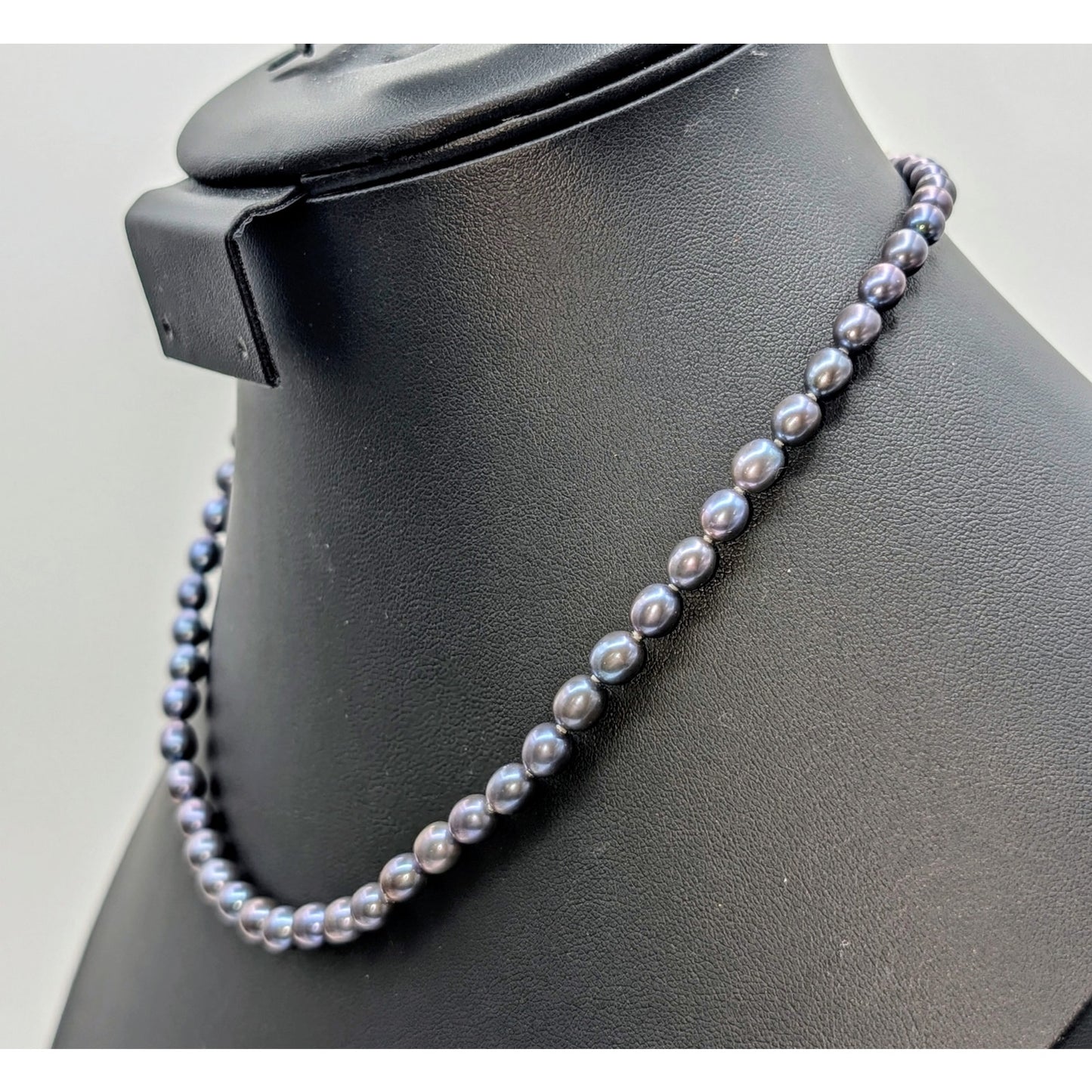 Purple Genuine Freshwater Pearl Knotted Bead 925 Sterling Silver 17.5" Necklace