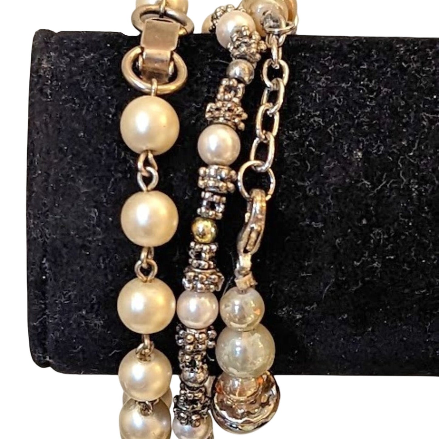 Lot of Three Pearl Type Bracelets To Wear Together or Separately