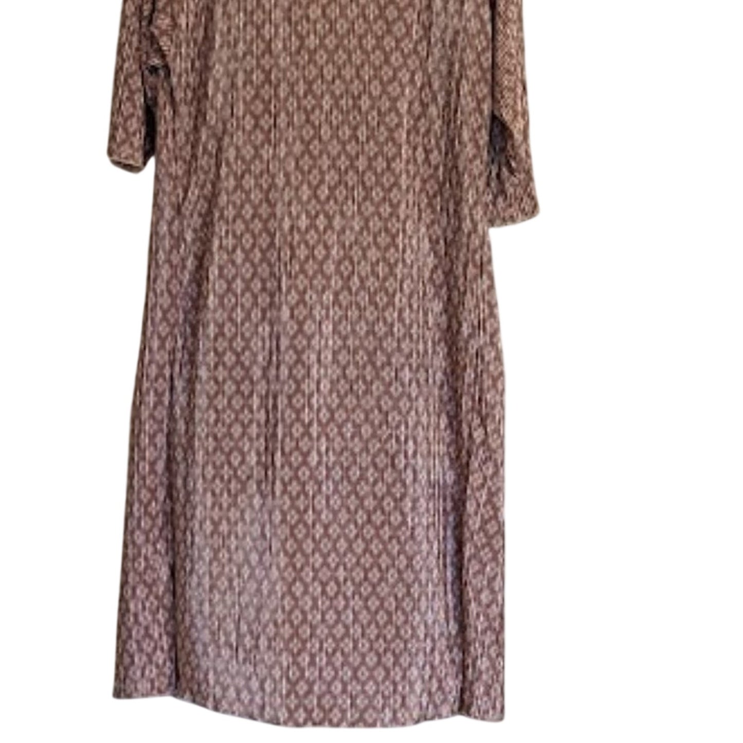 LulaRoe Women's Size M Shirley Pink Geometric Open Long Duster Cardigan Pleated