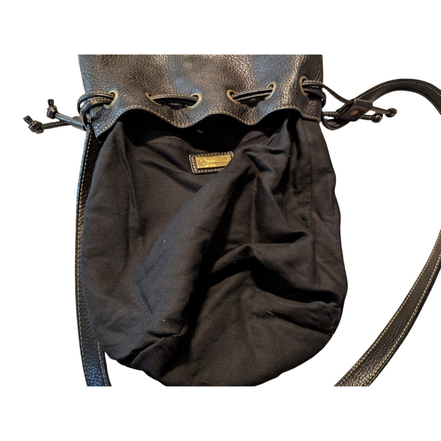 Barucci Leather Crossbody Drawstring Bucket Handbag