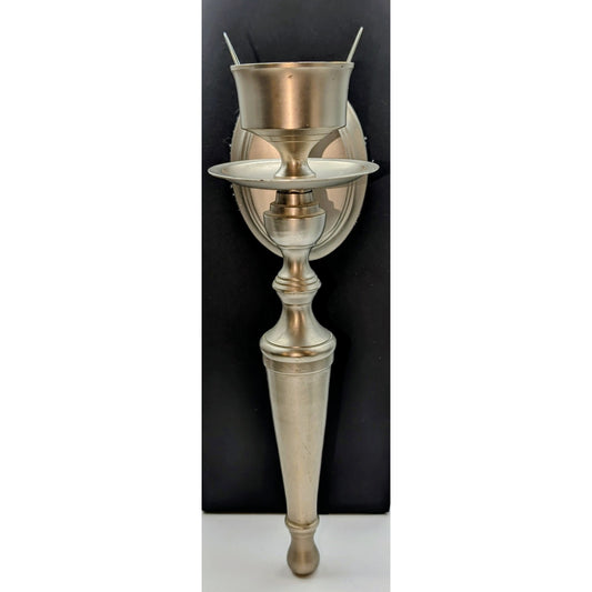 Vintage Heavy Brushed Silver Tone Wall Sconce Candle Holder W/ Removable Clips
