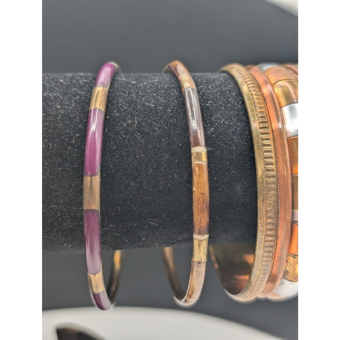 Vintage Lot of Five Brass & Mixed Metals Bracelets