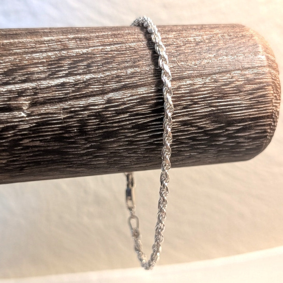 925 Italy Sterling Silver Rope Chain Bracelet
