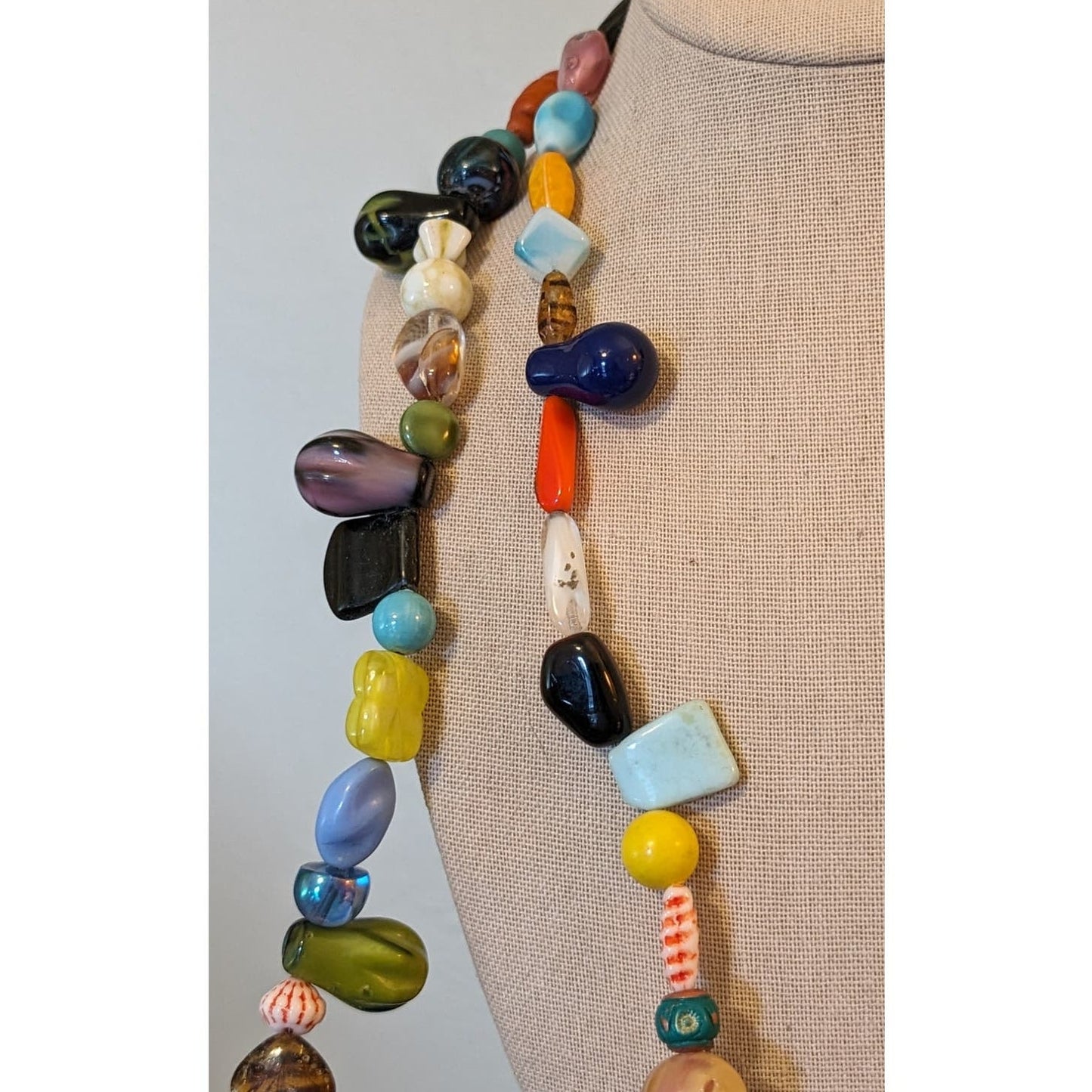 Long Multi Color Multi Shape Glass Bead Strung on Wire 64" Strand