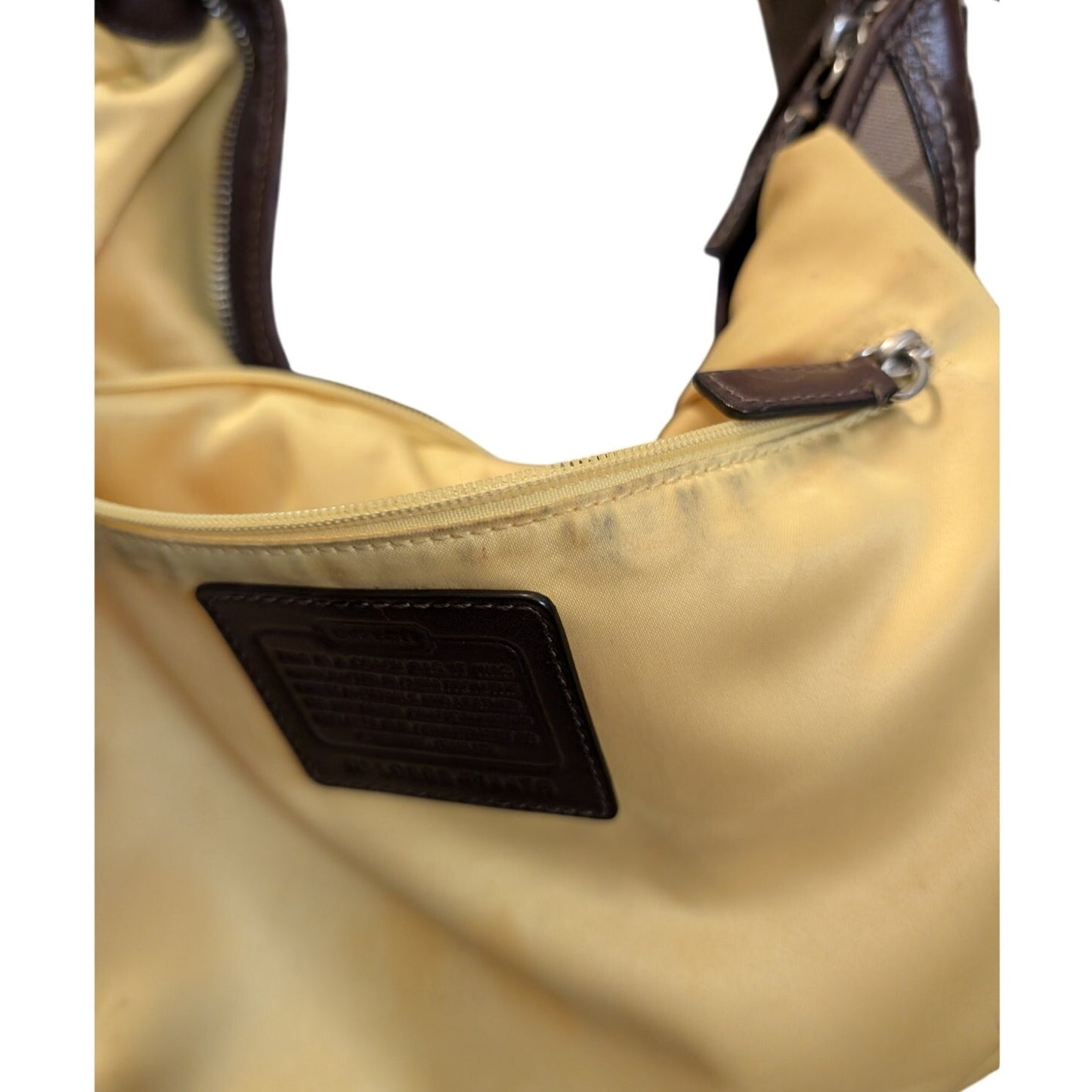 Coach F14476 Signature Stripe Chelsea Coated Canvas Leather Hobo Shoulder Bag