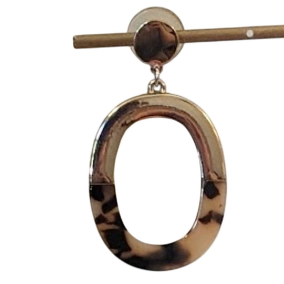 Loft Gold Tone and Tortoise Shell Oval Dangle Post Earrings