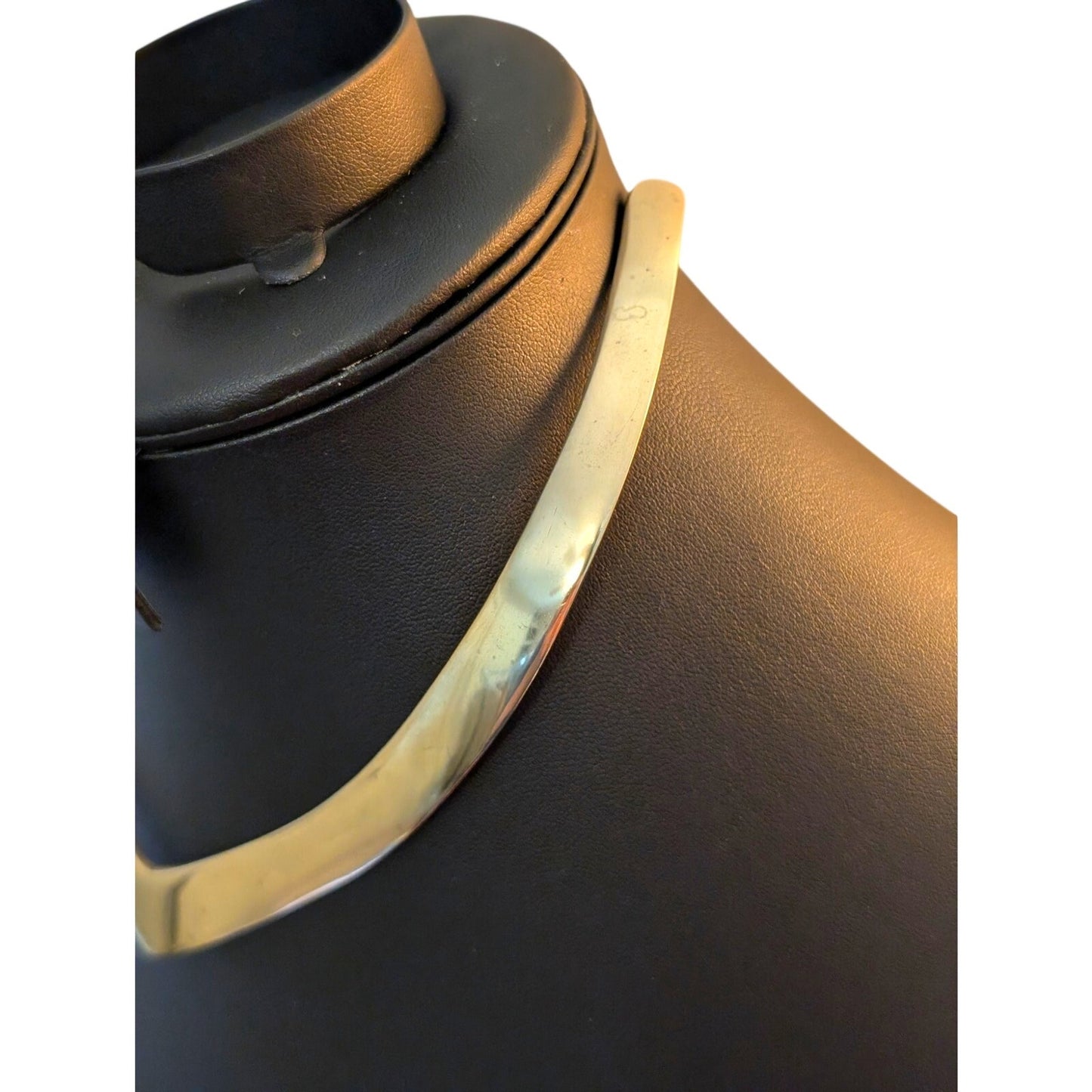 Vintage Polished Brass Gold Tone Metal V Collar Torque Necklace