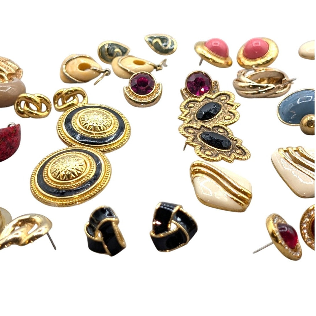 Lot of 28 Pair of 80s Vibe Earrings for Pierced Ears