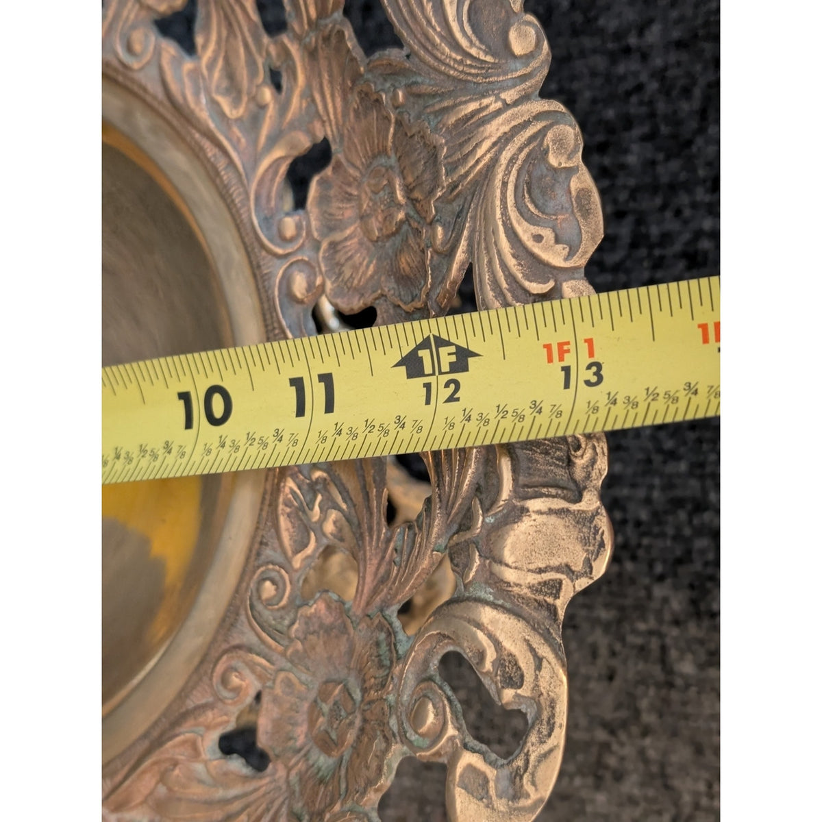 Vintage Brass Ornate Cut Out Floral Pedestal Bowl Compote