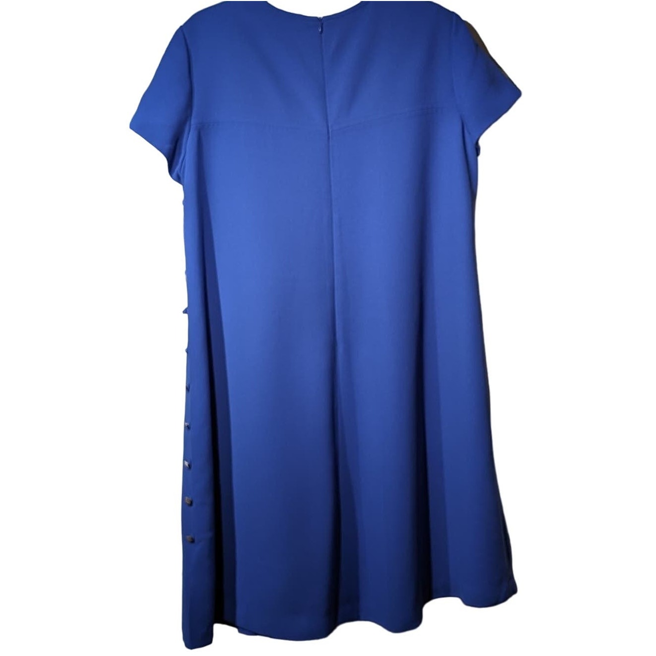 Jones New York Periwinkle Short Sleeve Button Detail Up Side A-Line Dress Sz 16