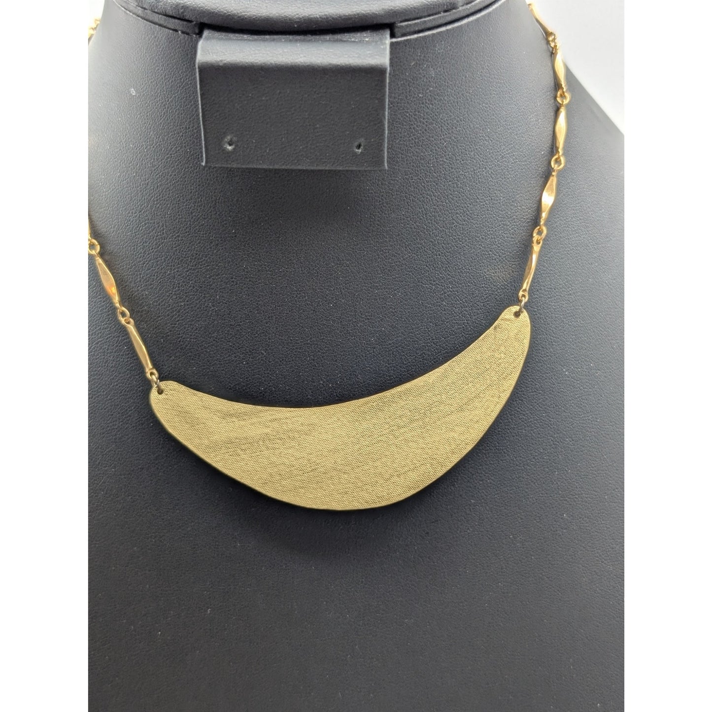 Vintage Gold Tone Green Hand Painted Enamel Choker 15" Necklace