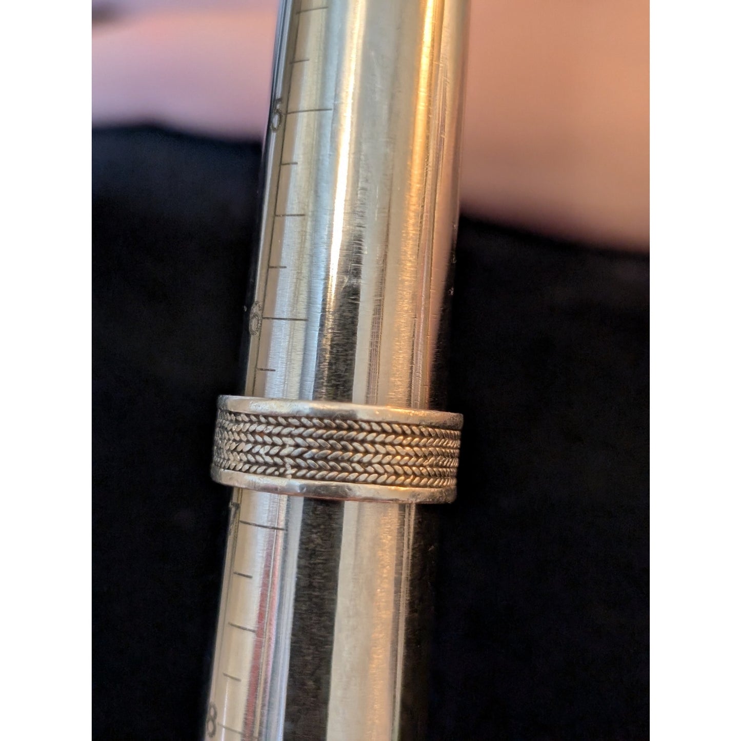 Vintage Signed NF 925 Sterling Silver Wheat Design Unisex Band Ring Size 6.5
