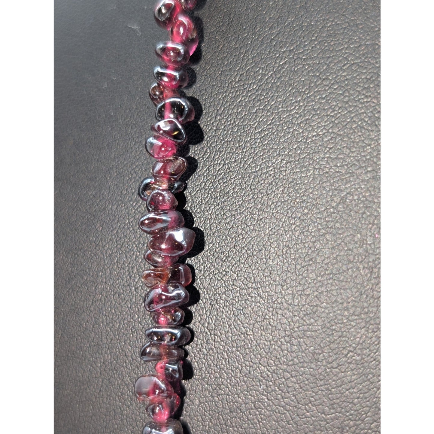 Gorgeous Vintage Tested Rhodolite Garnet Chip Bead Strand 34" Necklace