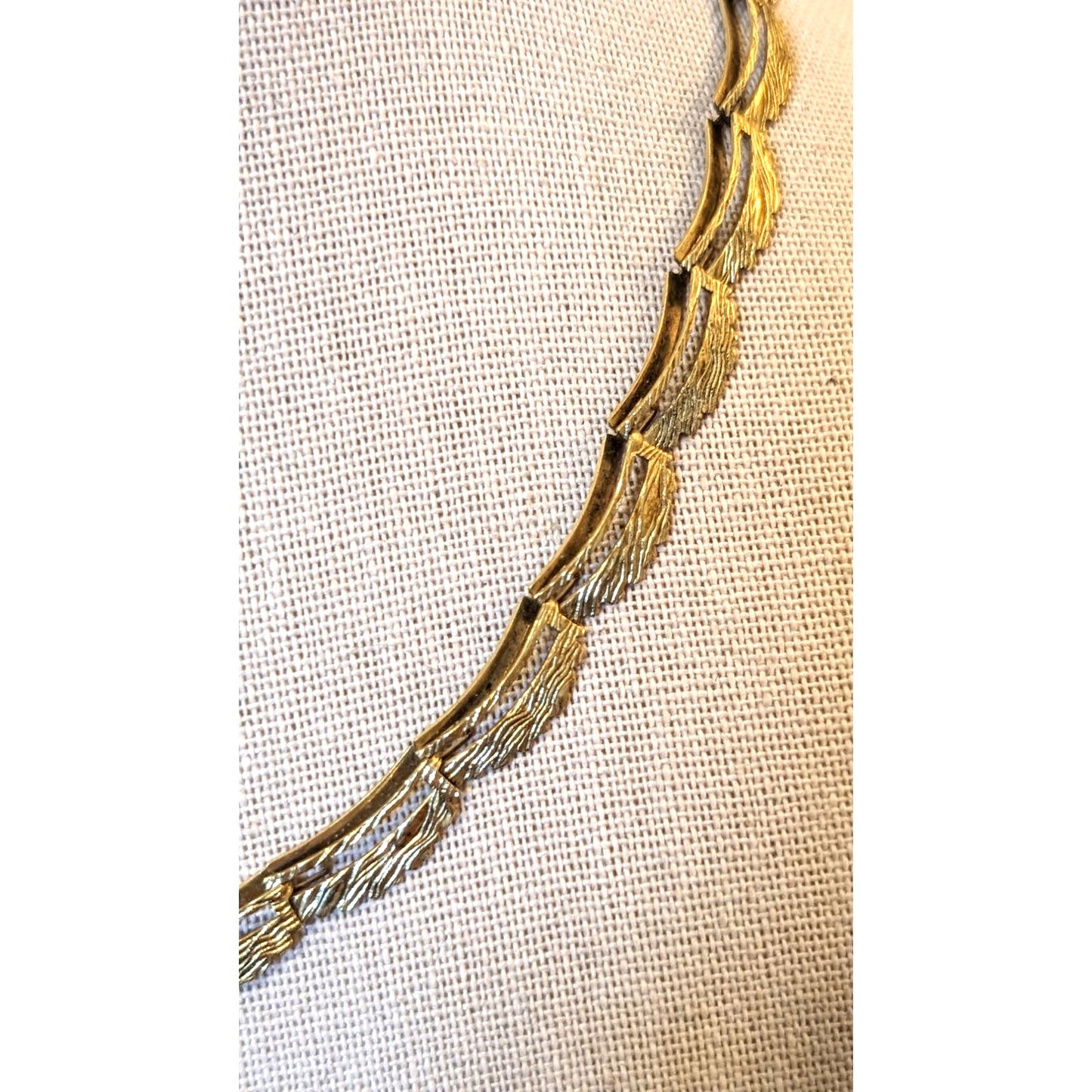Vintage 1950s Made in Germany Rolled Gold Leaf Design Open Link Chain Necklace