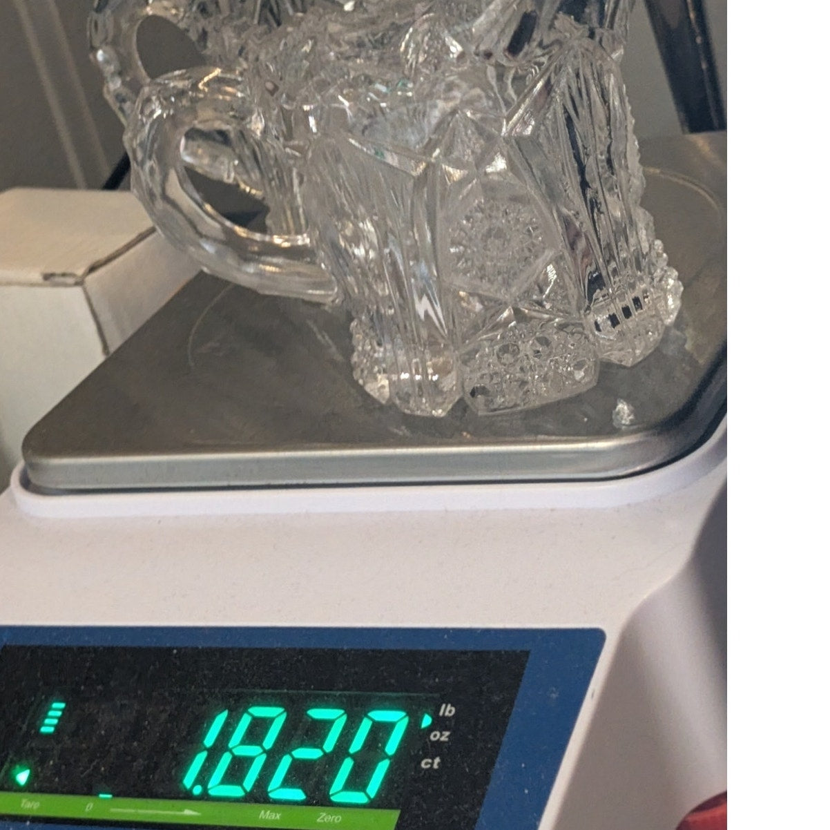 Vtg EAPG Imperial Glass Nucut Hobstar Button Clear Creamer Pitcher & Sugar Set