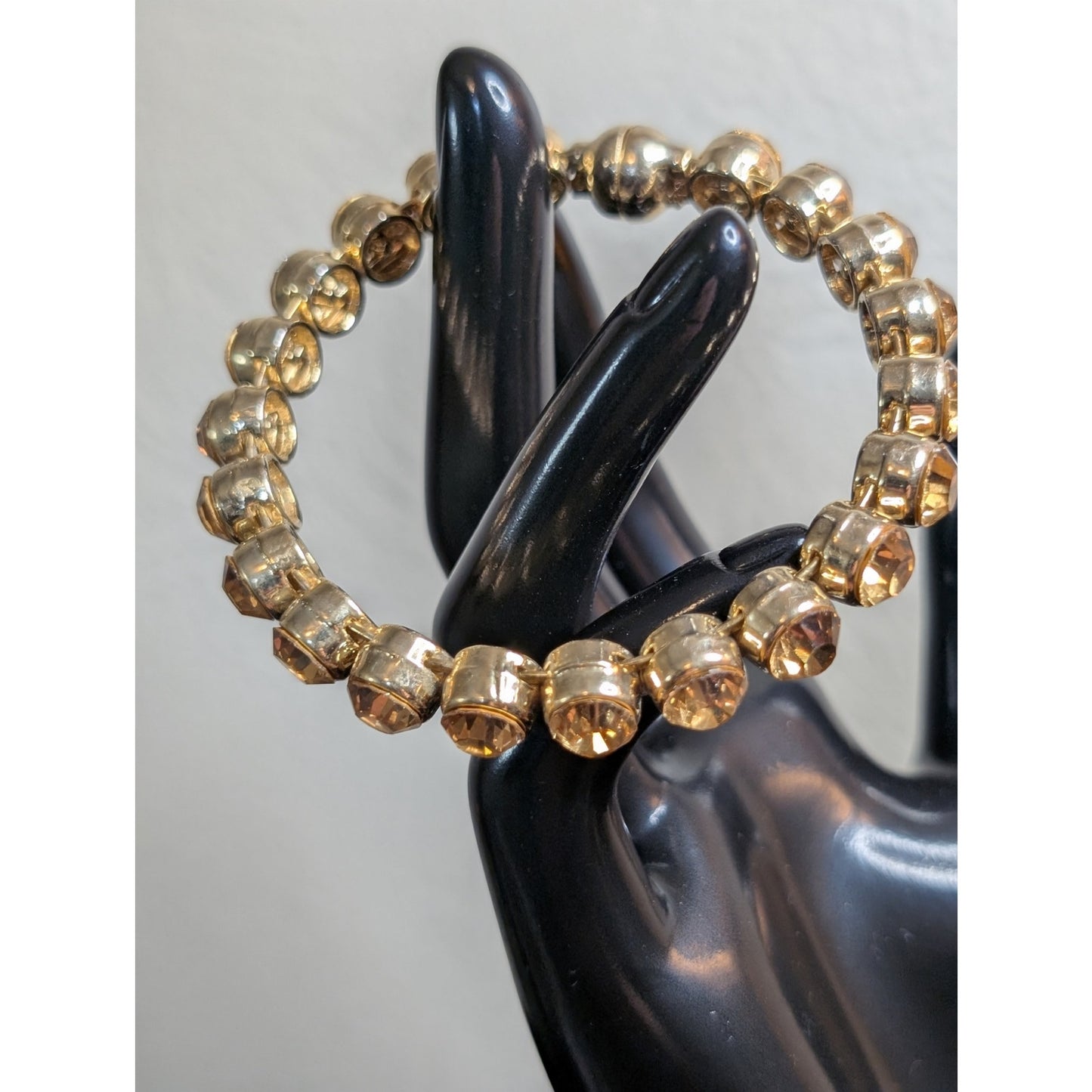 Topaz Crystal Gold Tone Magnetic Close Bangle Bracelet