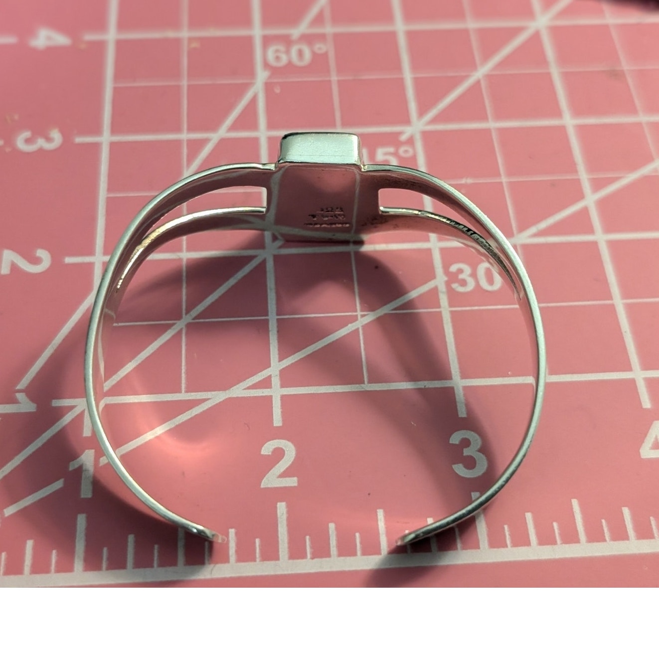Taxco Mexico 925 Sterling Silver Black Onyx Modernist Split Band Cuff Bracelet