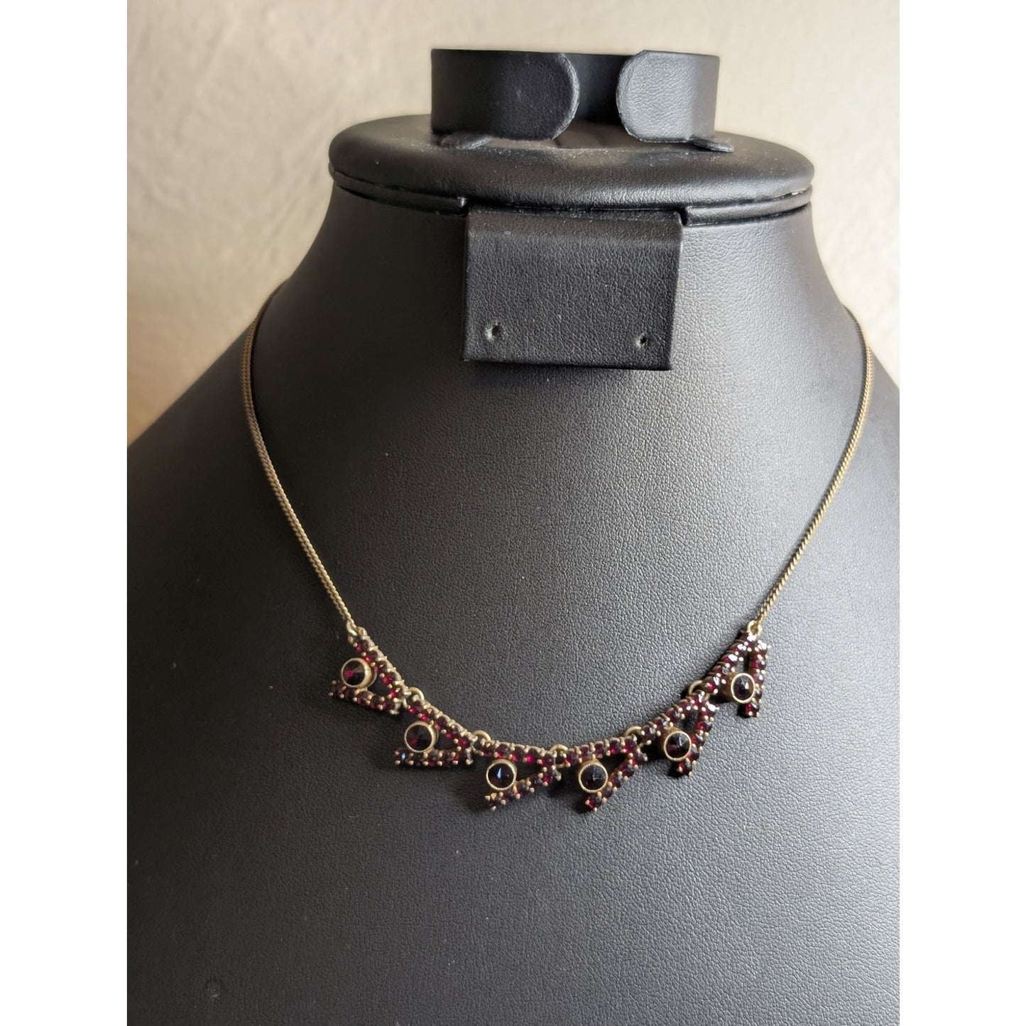 Antique Bohemian Natural Garnet Marked G2 W/ Hare's Head 16" Necklace
