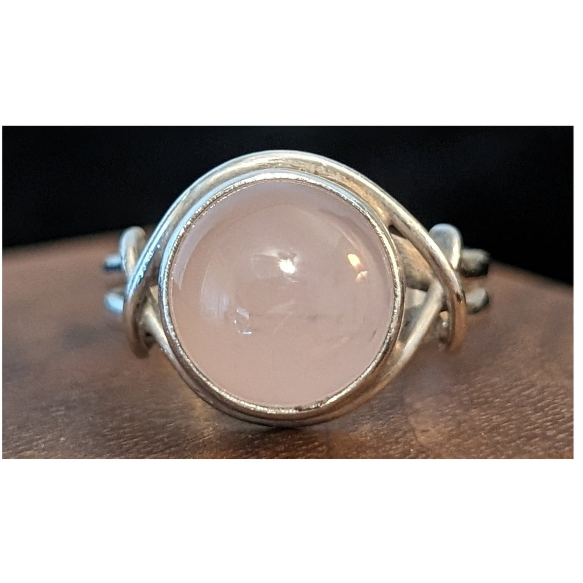 Pink Cabochon Stone 925 Sterling Silver Ring Size 5.75