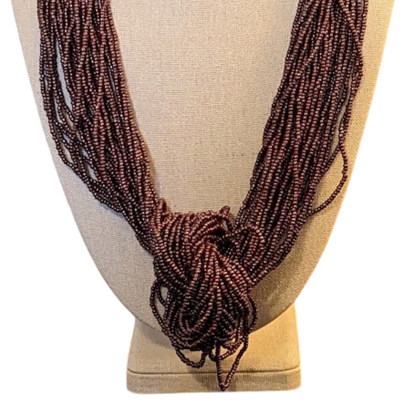 Vintage Long Multi-Strand Purple Bead Bronze Hook Clasp 32.5" Necklace