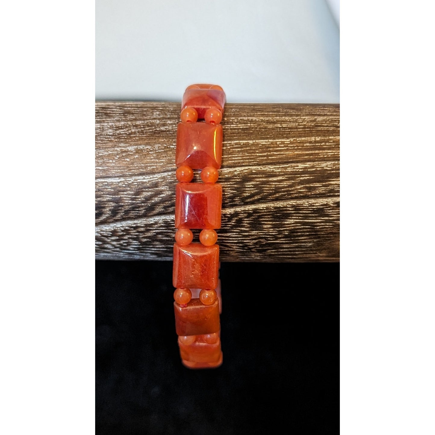 Reddish Brown Stone Bead Stretch Bracelet