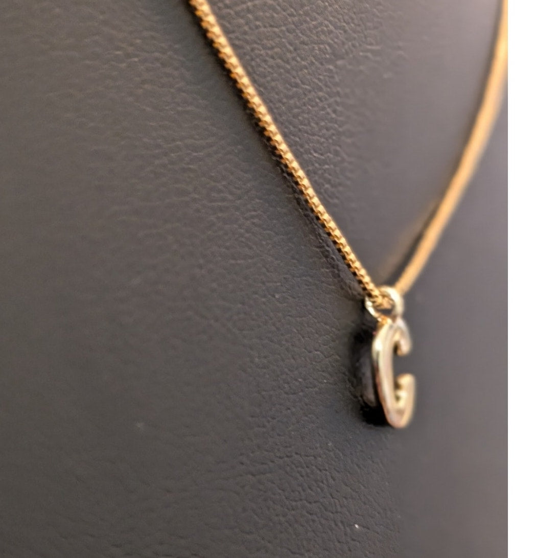 Athena Designs Initial 'C' 18k Gold Filled Box Chain 15.75"-17.5" Necklace NWOT