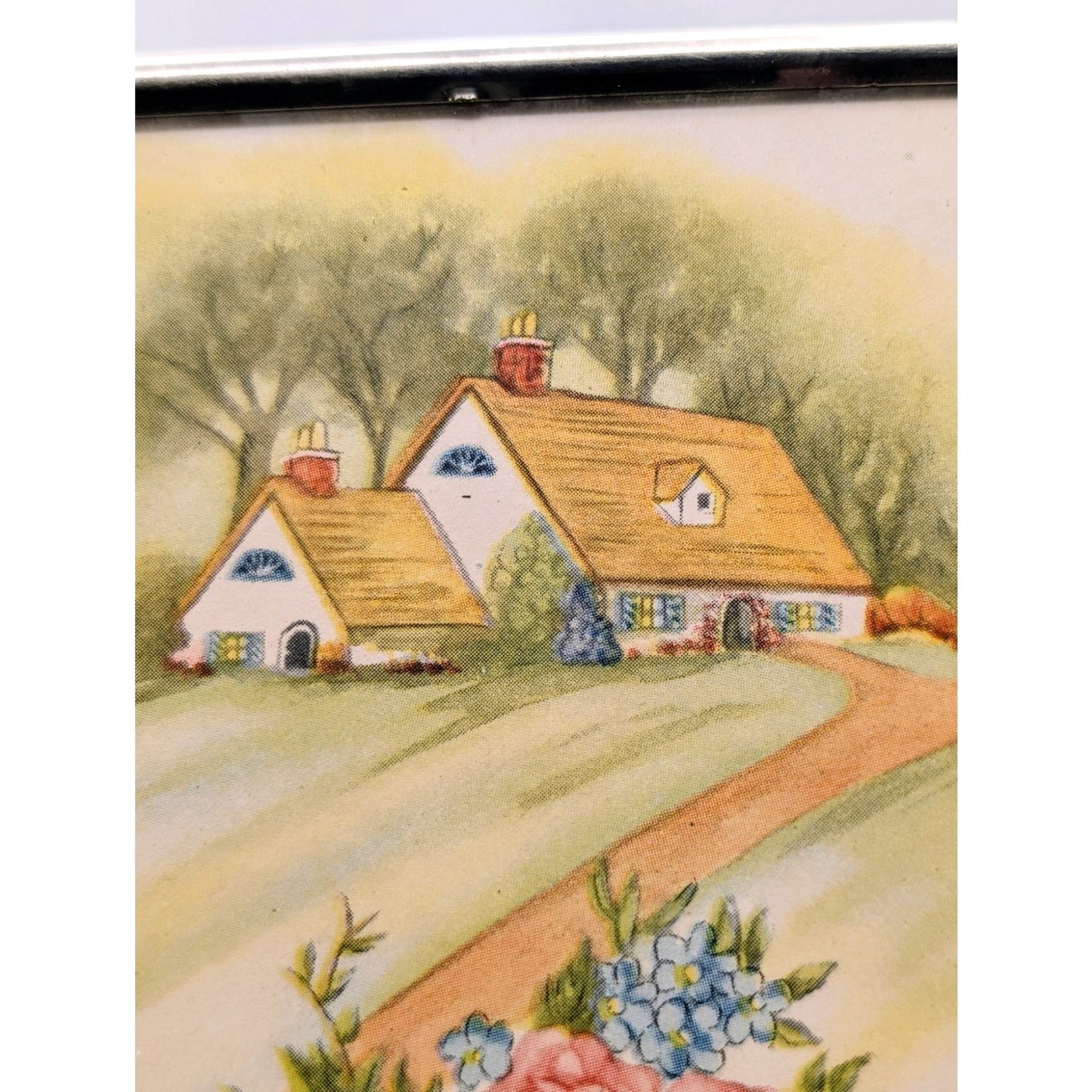 Vintage Poem to Mother 50's Framed My Love Cottage Greeting 7 x 5
