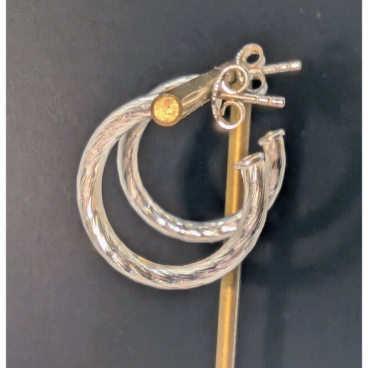 925 Sterling Silver Textured Hoop Earrings