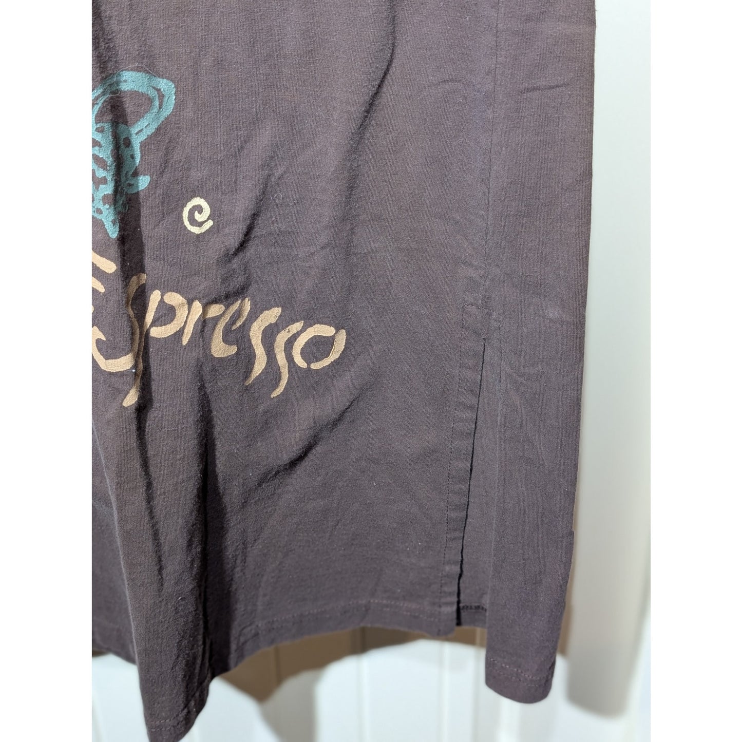 Vintage Mondo Lira 100% Cotton Brown Wearable Art Pocketed Coffee Kaftan Sz S