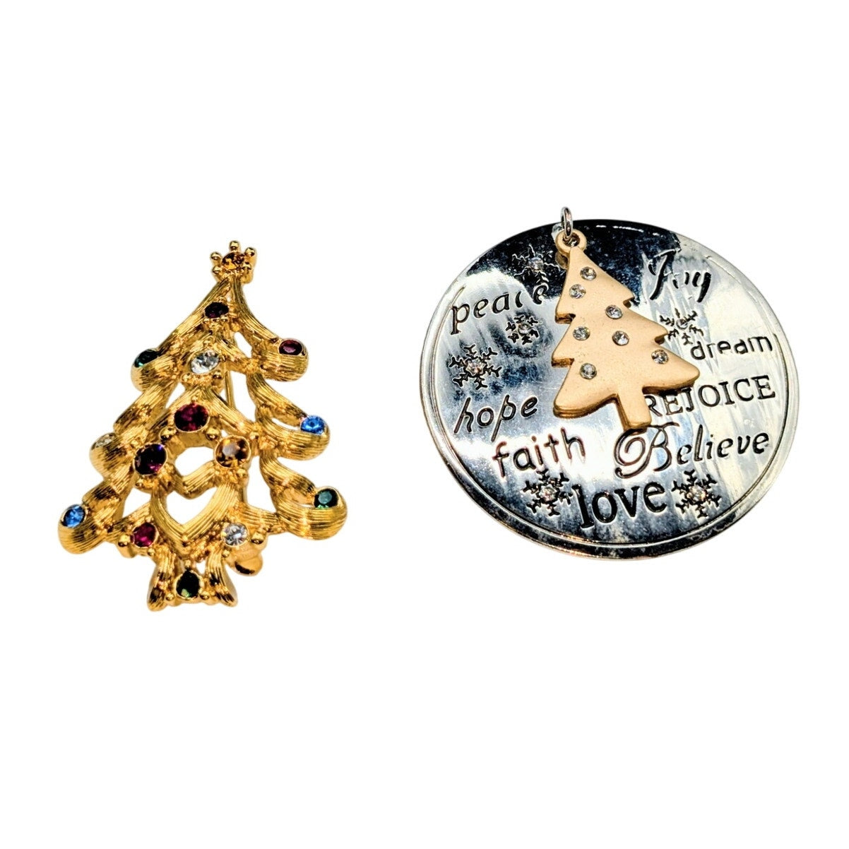 Lot of Two Christmas Tree Brooch/Pins Monet & Unbranded