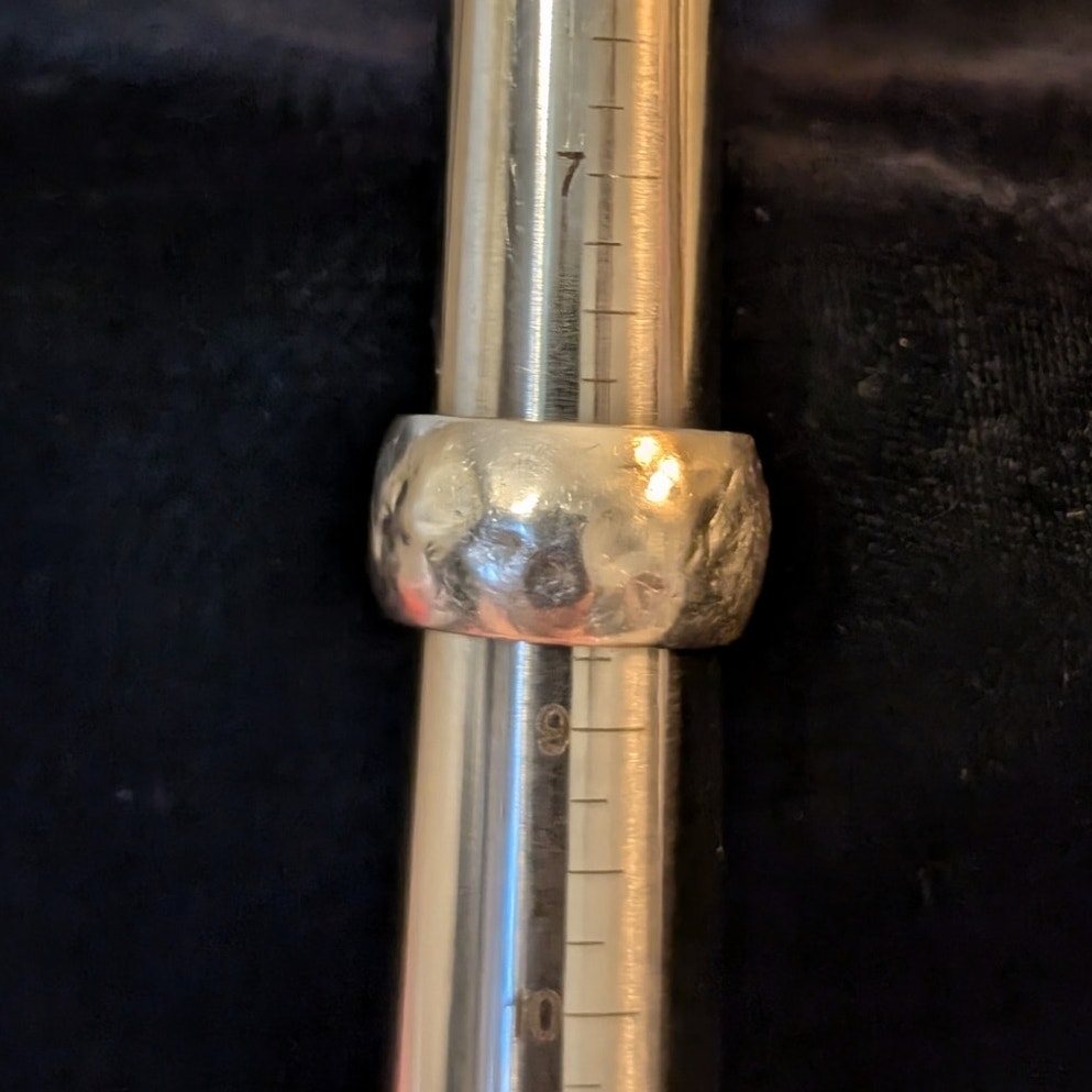 Wide Hammered RM 925 Thailand Sterling Silver Band Ring Size 8.25