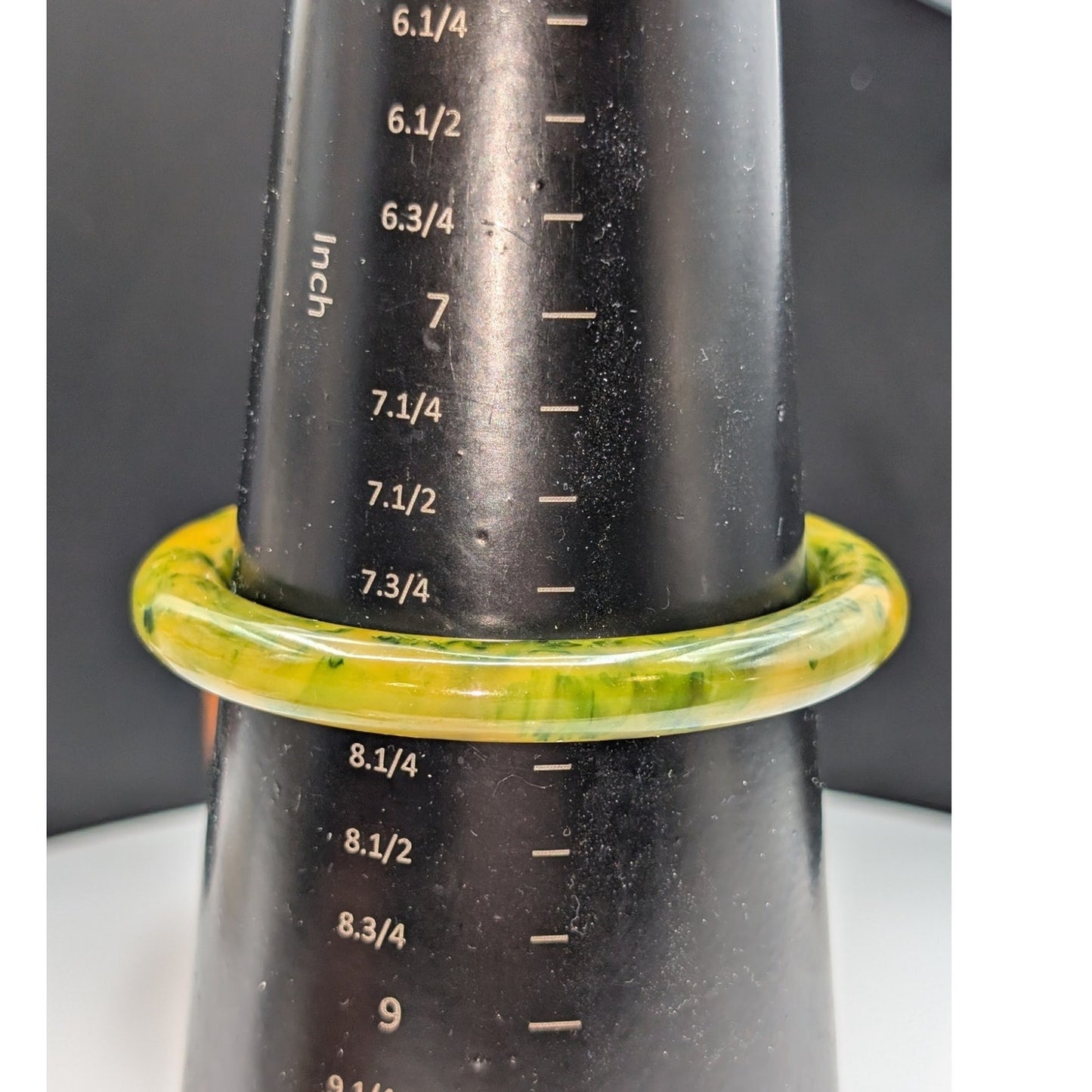 Vintage Green & Yellow Swirled Bakelite Bangle Bracelet-8"