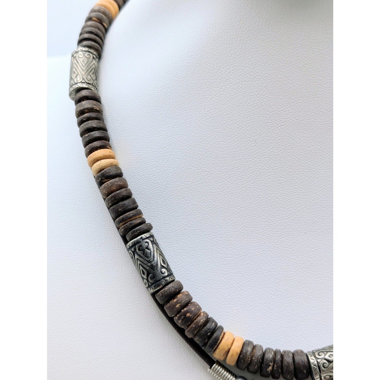 3 Piece Coconut Shell Bead & Inlay Fish Pendant Necklace & Bracelet Lot