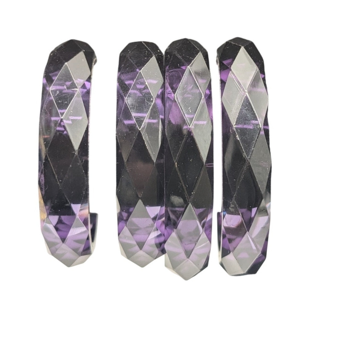 Lot of Four Purple Faceted Acrylic Bangle Bracelets