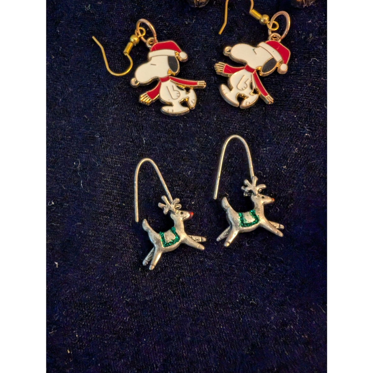 Vintage Lot of Eight Pair Christmas Themed Pierced Earrings