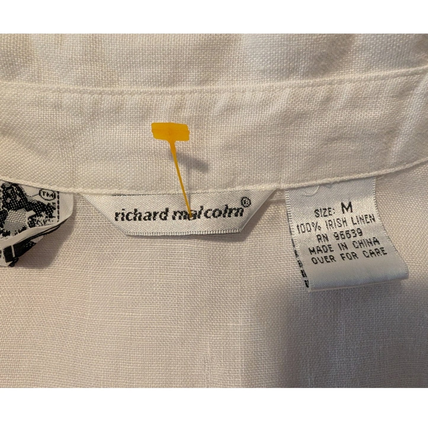 Vtg Richard Malcolm Irish Linen Ecru Embroidered Flowers Button Front Shirt Sz M