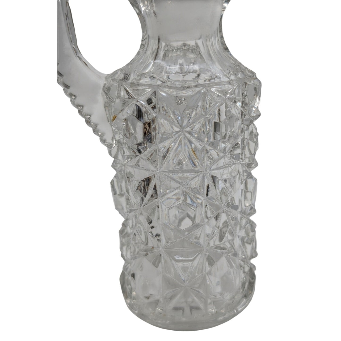 Vintage Clear Cut Glass Cruet W/ Damaged Stopper