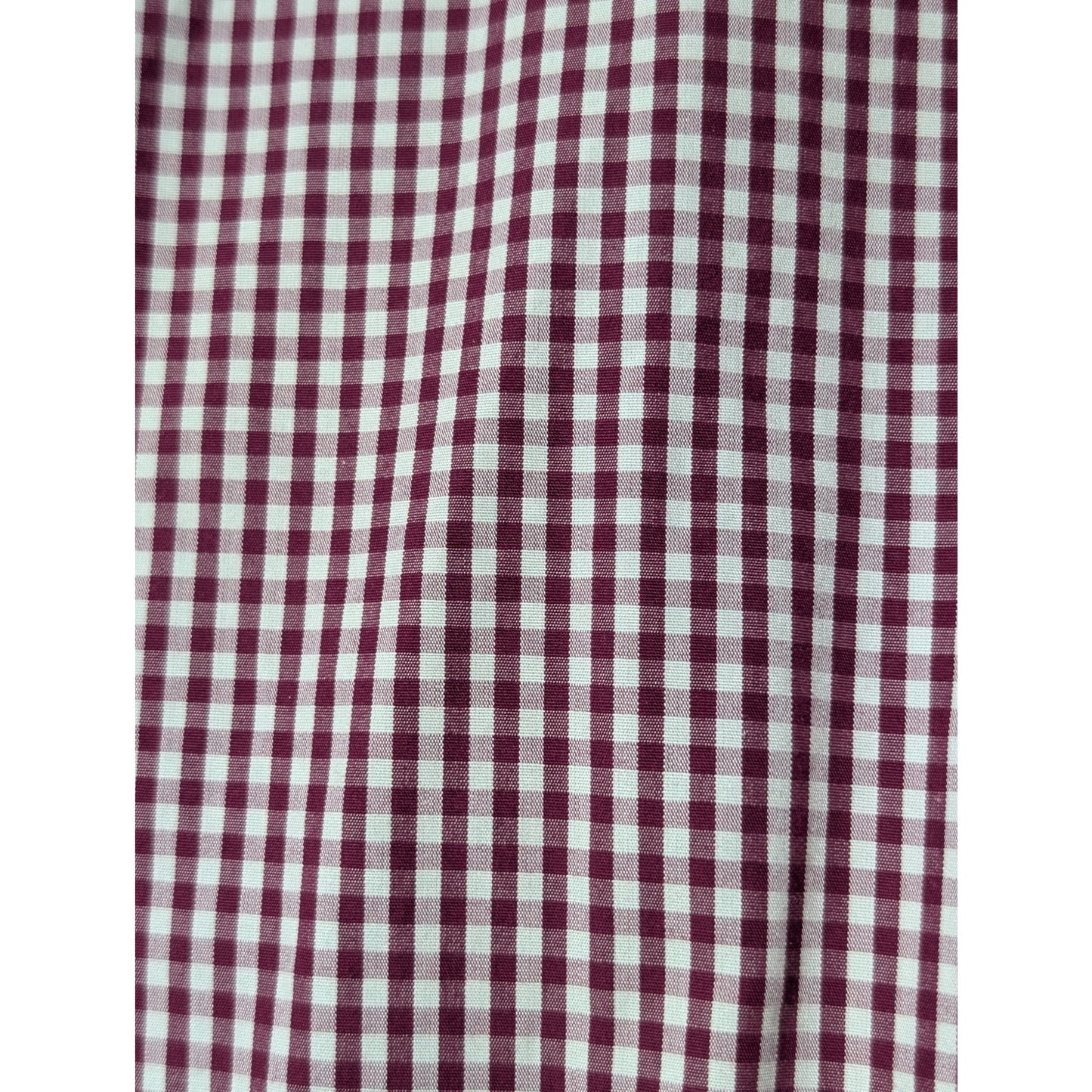 Lands' End Burgundy Check No Iron Supima Popover Long Sleeve Half Button Tunic