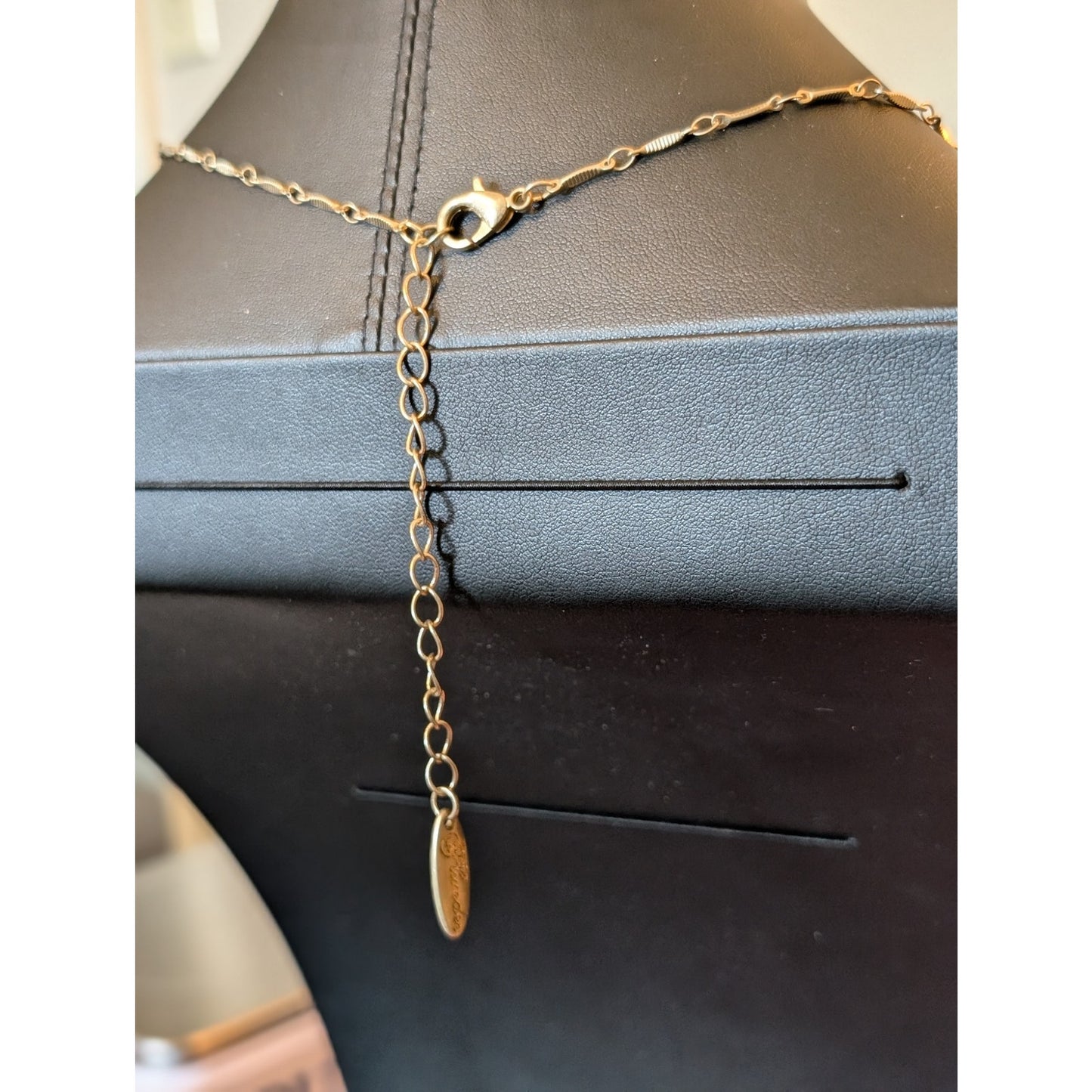 Plunder Orange Pendant 21-24" Gold Tone Necklace
