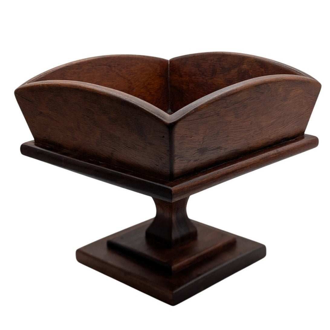 Vintage Colonial 60s Wooden Pedestal Compote Fruit Bowl